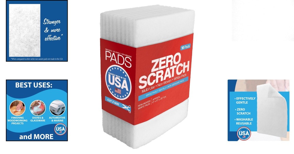 Versatile 6x9 Non-Woven Pads: 10-Pack Non-Scratch Buffing & Cleaning Solution