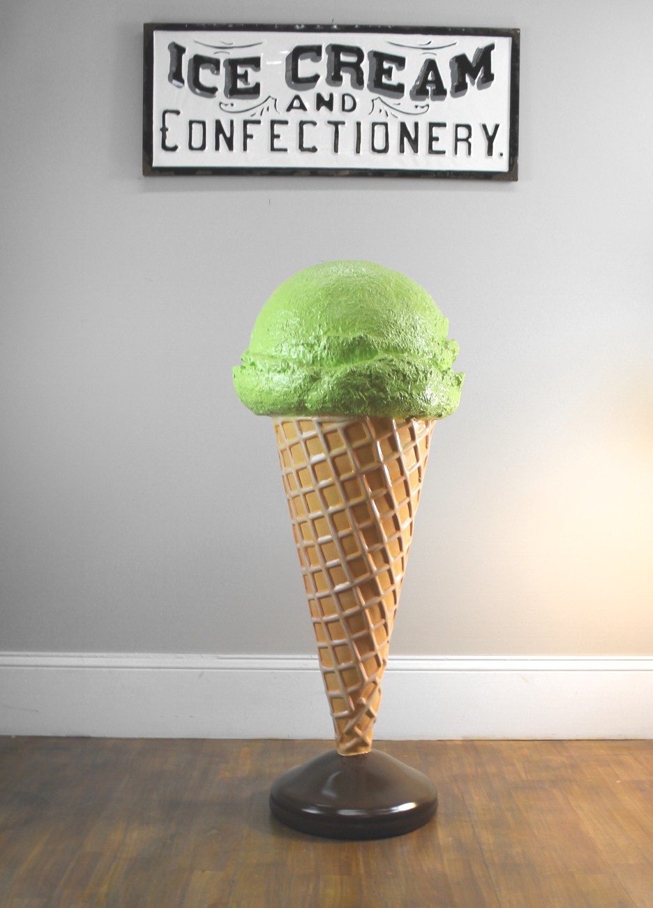 Lime Sherbet Ice Cream Cone Shop Display 3 Ft Standing Sign