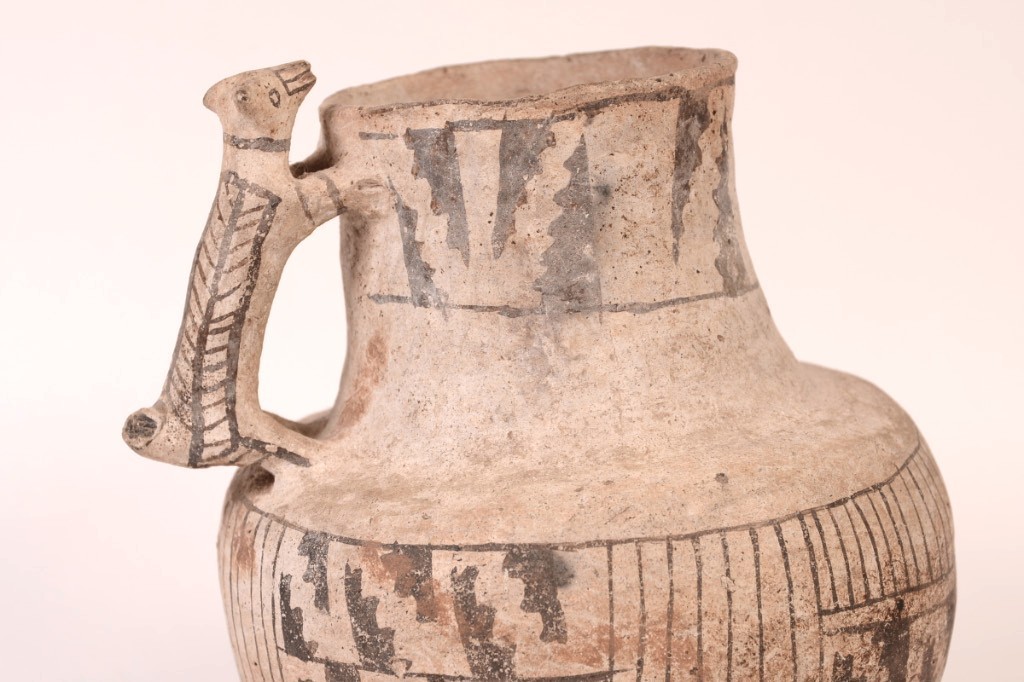 Prehistoric Anasazi Pottery Pitcher with Dog Figure Handle