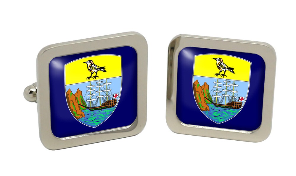 Saint Helena Square Cufflink in Chrome Box