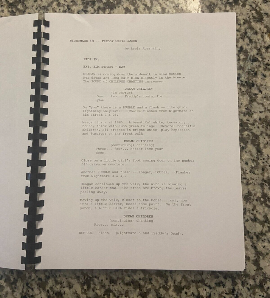 Freddy Vs. Jason Horror Movie Script Reprint Full Screenplay Script