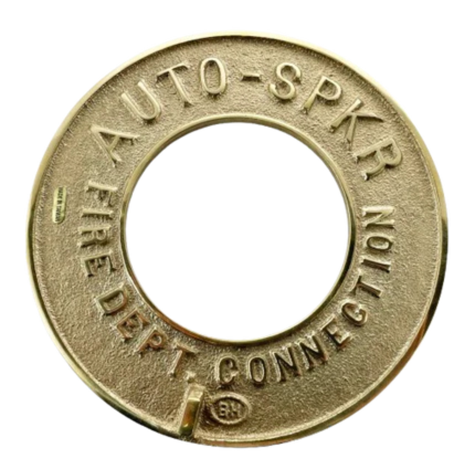 2-1/2" ROUND WALL PLATE "AUTO SPKR FIRE DEPT CONNECTION" Polished Brass