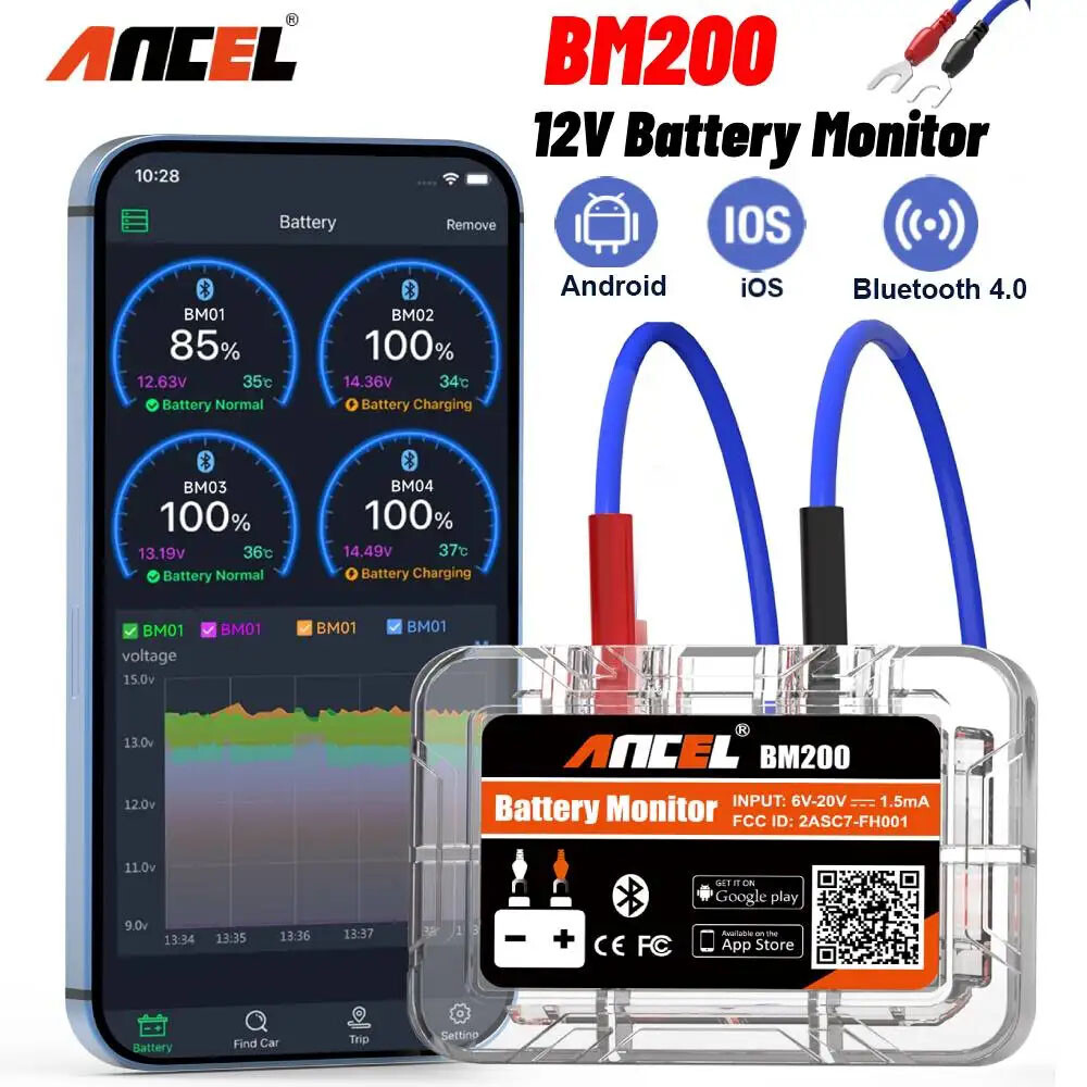 ANCEL BM200 Automotive Battery Analyzer 12V Battery Testing Tool Battery Tester