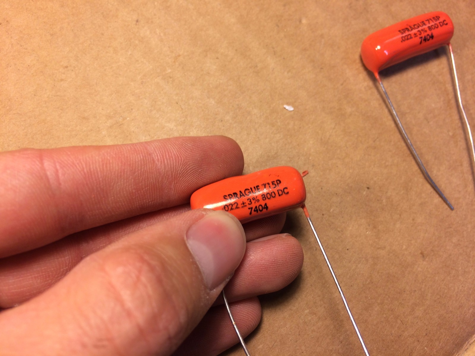 2 NOS Vintage 1974 Sprague Orange Drop .022 uf 800v Capacitors Tone Caps 600v