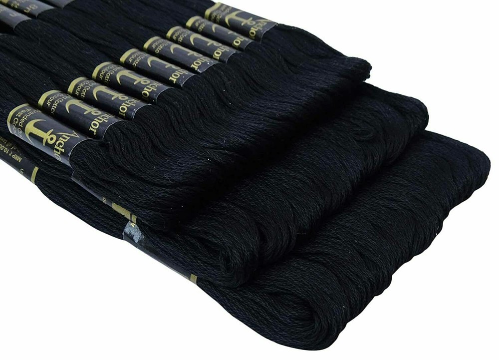 Anchor Threads Cross Stitch Stranded Cotton Thread Floss Hand Embroidery Black