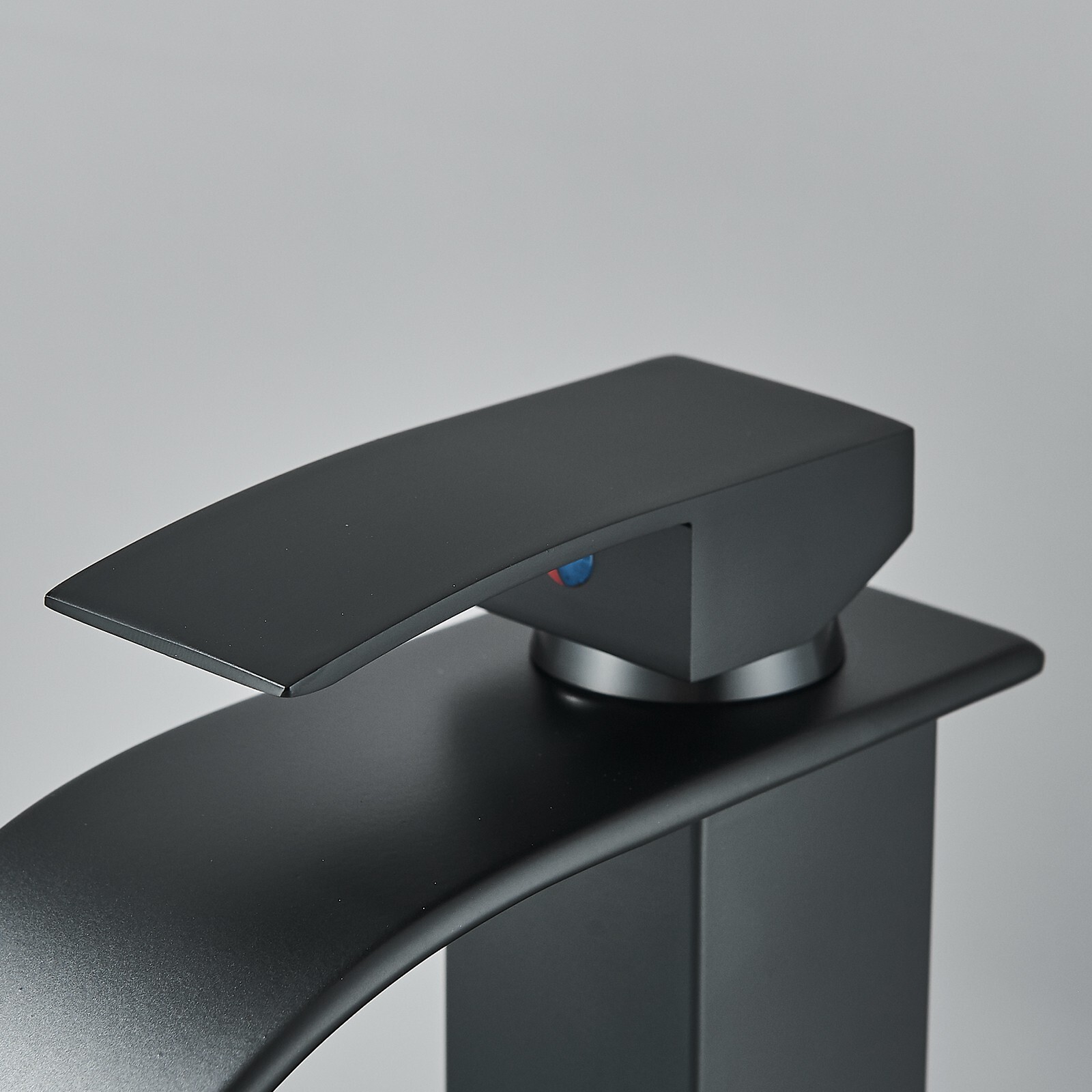 Black Modern Waterfall Bathroom Sink Vanity Faucet Single Handle Taps with Drain