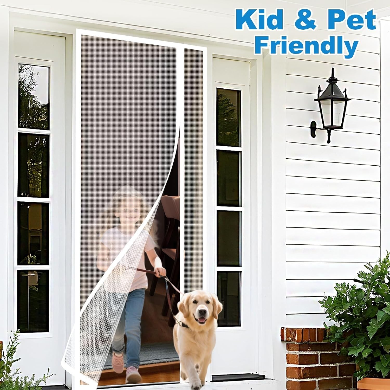 Side Opening Magnetic Screen Door, Fit Door Size 36 x 96in Reversible White