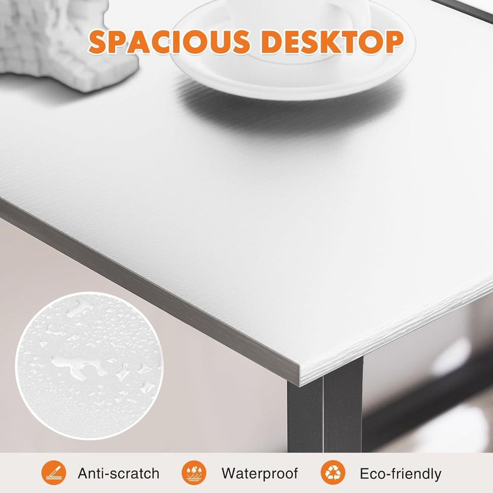 Small Computer Desk 32 Inch Office Writing Study Table with Metal Frame White