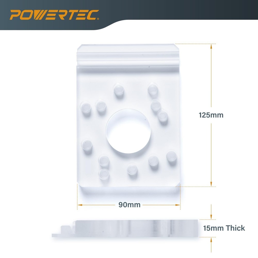POWERTEC Guide Rail Adapter for Fixed Base Trim Routers. Fits Fixed Base DeWa...