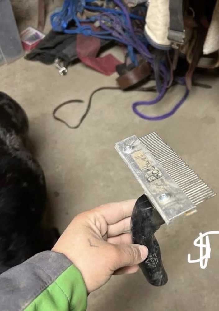 Black hat bag and a cattle grooming come