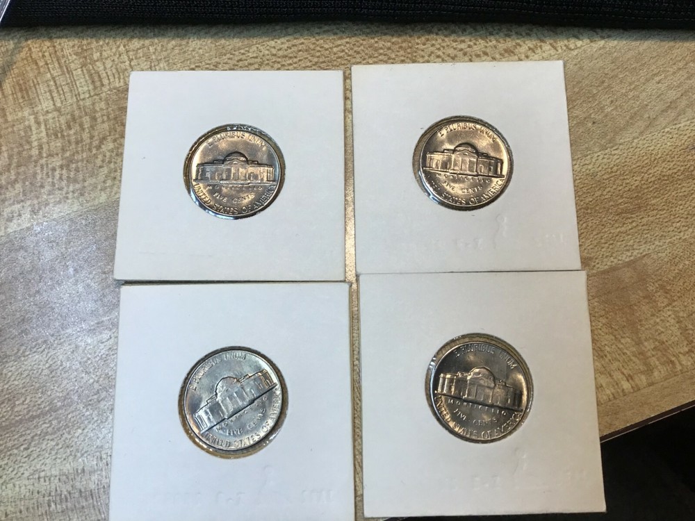 Quantity 4 1966 Jefferson Nickel, BU, Sharp! Uncirculated, From BU Rolls....