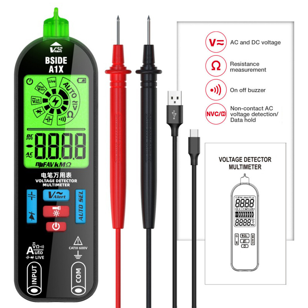 Smart Digital Multimeter Tester Rechargeable Electrical Voltmeter AC DC Voltage