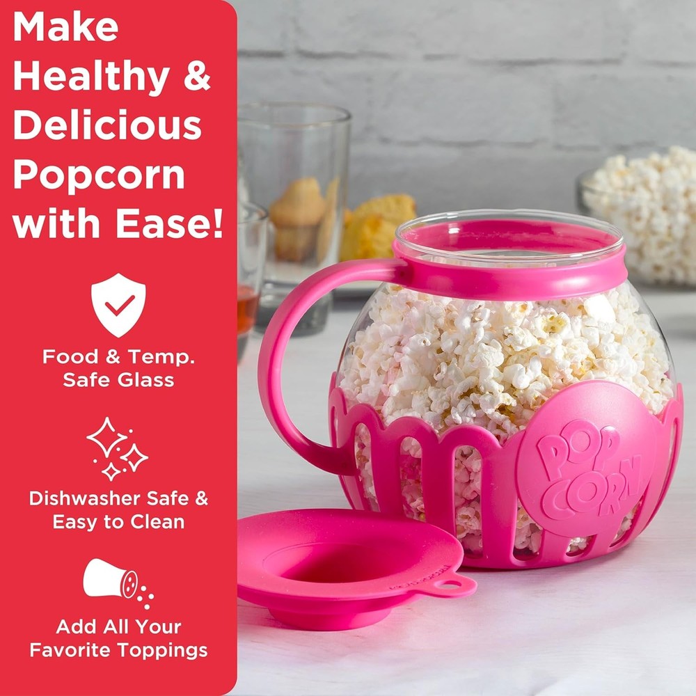 Ecolution Patented Micro-Pop Microwave Popcorn Popper with Temperature Safe Glas