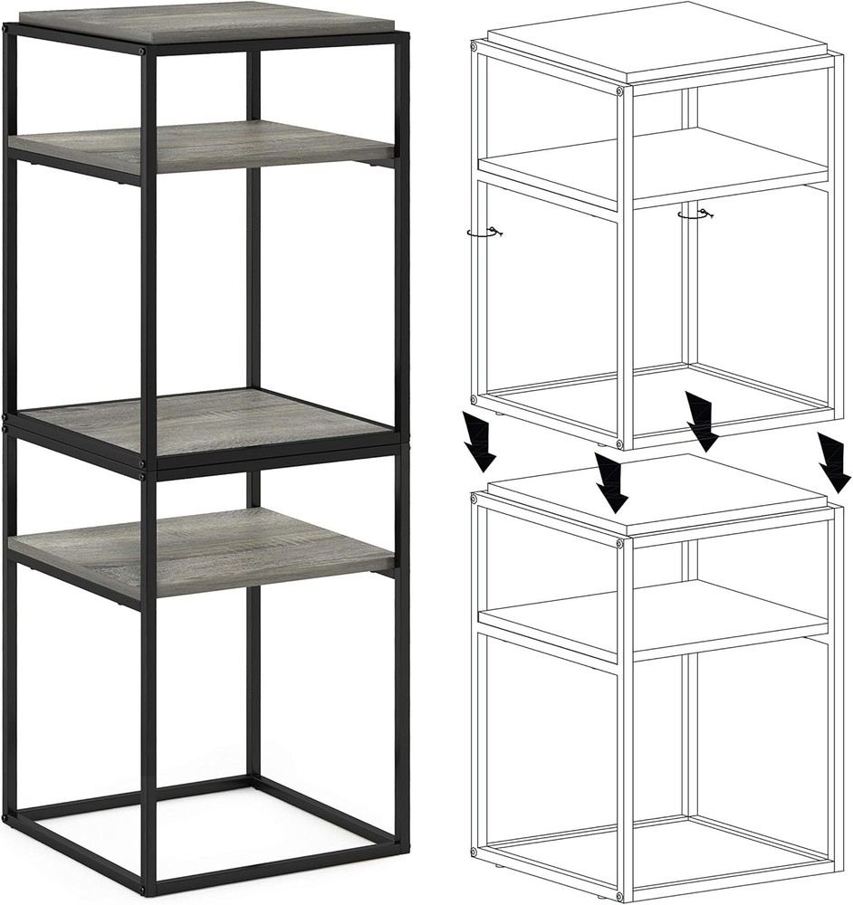 Moretti Side Table 2-Tier Stackable Metal Frame End Table W/ Open Shelf Night