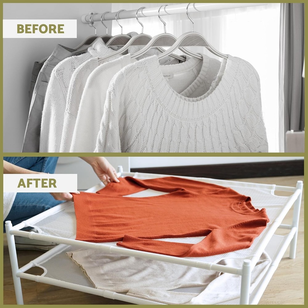 Sweater Drying Rack, 2 Tier Stackable Flat Drying Rack, Drying Racks