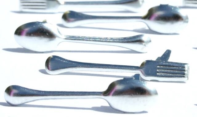SILVERWARE BRADS Scrapbooking Flatware Fork Spoon Dining Card Making Stamping