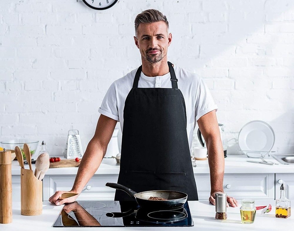 Utopia Kitchen Adjustable Bib Apron (2-Pack) Water Oil Resistant Chef Aprons
