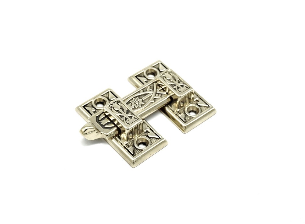 Latch SHUTTER LATCH Antique Style Cabinet Latch Solid Polished Brass Lacquered