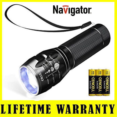 LED Flashlight Torch 1193 With Adjustable Focus Zoom + Battery
