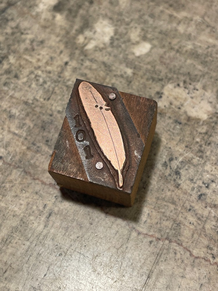 Printing Letterpress Printers Block Small Copper Feather (1374)