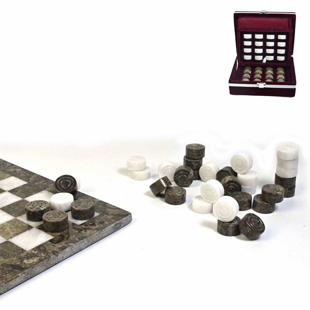 Elegant Marble checker pieces with Storage Box