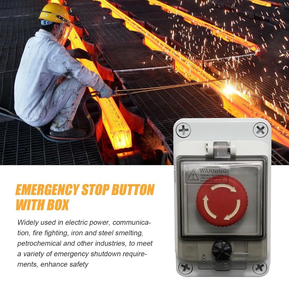 IP67 660V 10A Emergency Stop Button with Box, Emergency Shut Off Switch E-Stop P