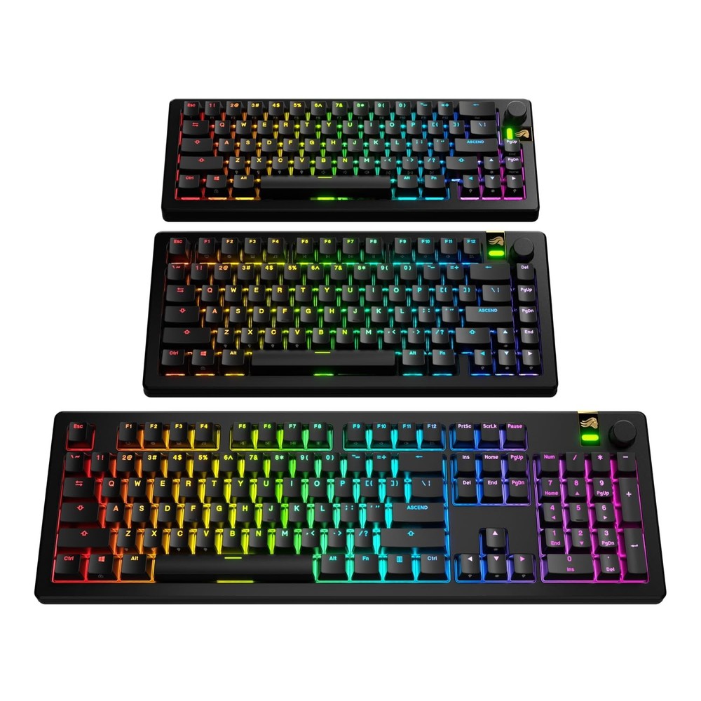 Glorious Gaming - GPBT Backlit Keycaps (Black) Translucent Shine Through Lege...