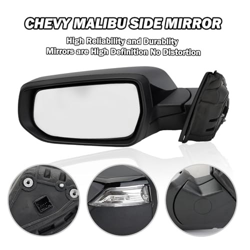 Driver Side View Mirror Compatible with 2016 Left Driver Side 7Pins-Gloss Black