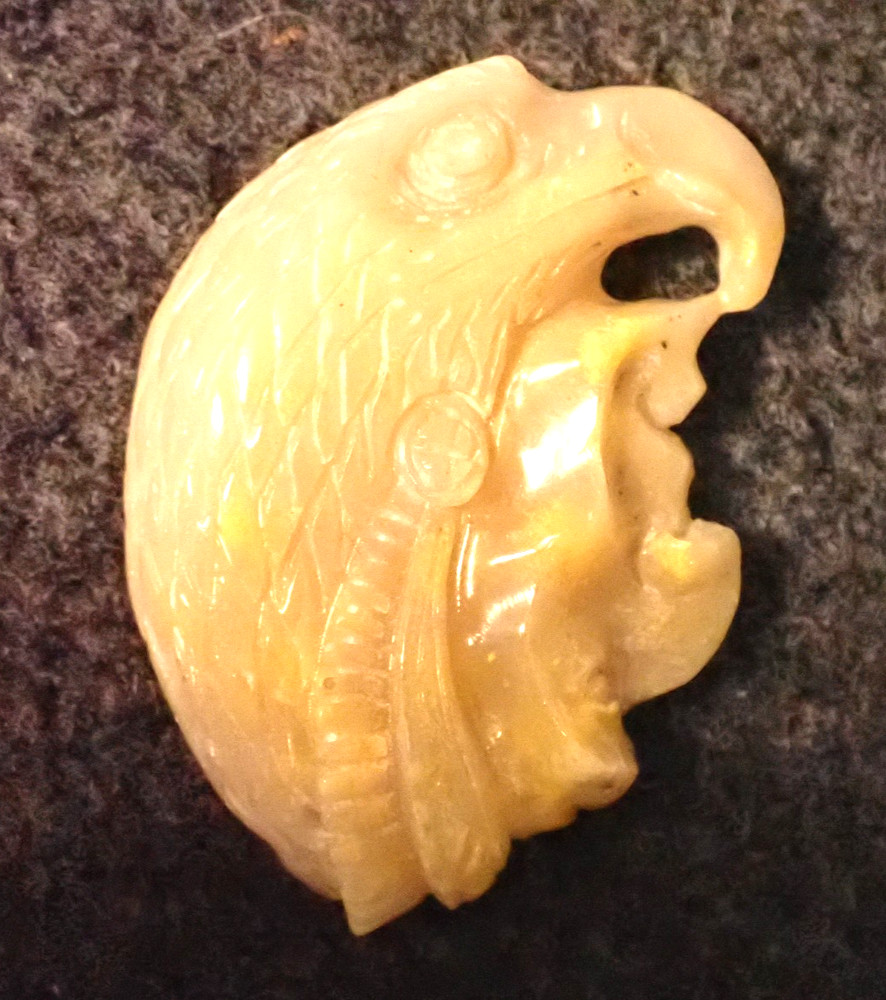 Yellow Jasper Indian Head with Eagle Pendant