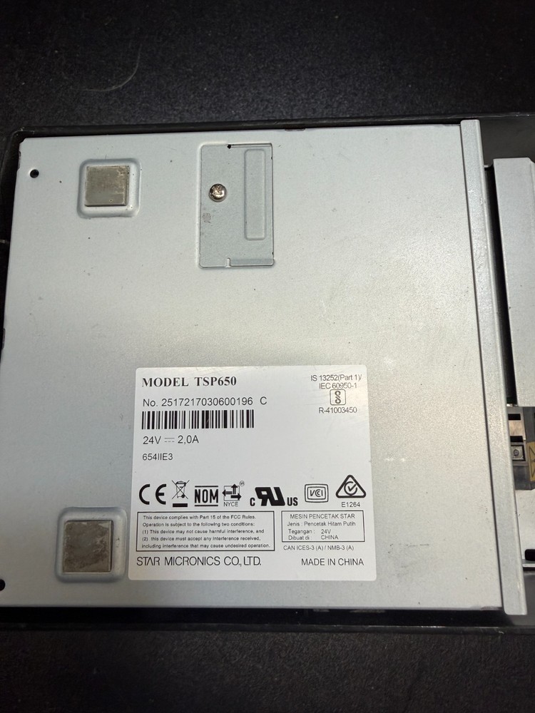 Star Micronics TSP650 POS 24V Thermal Receipt Ethernet Interface