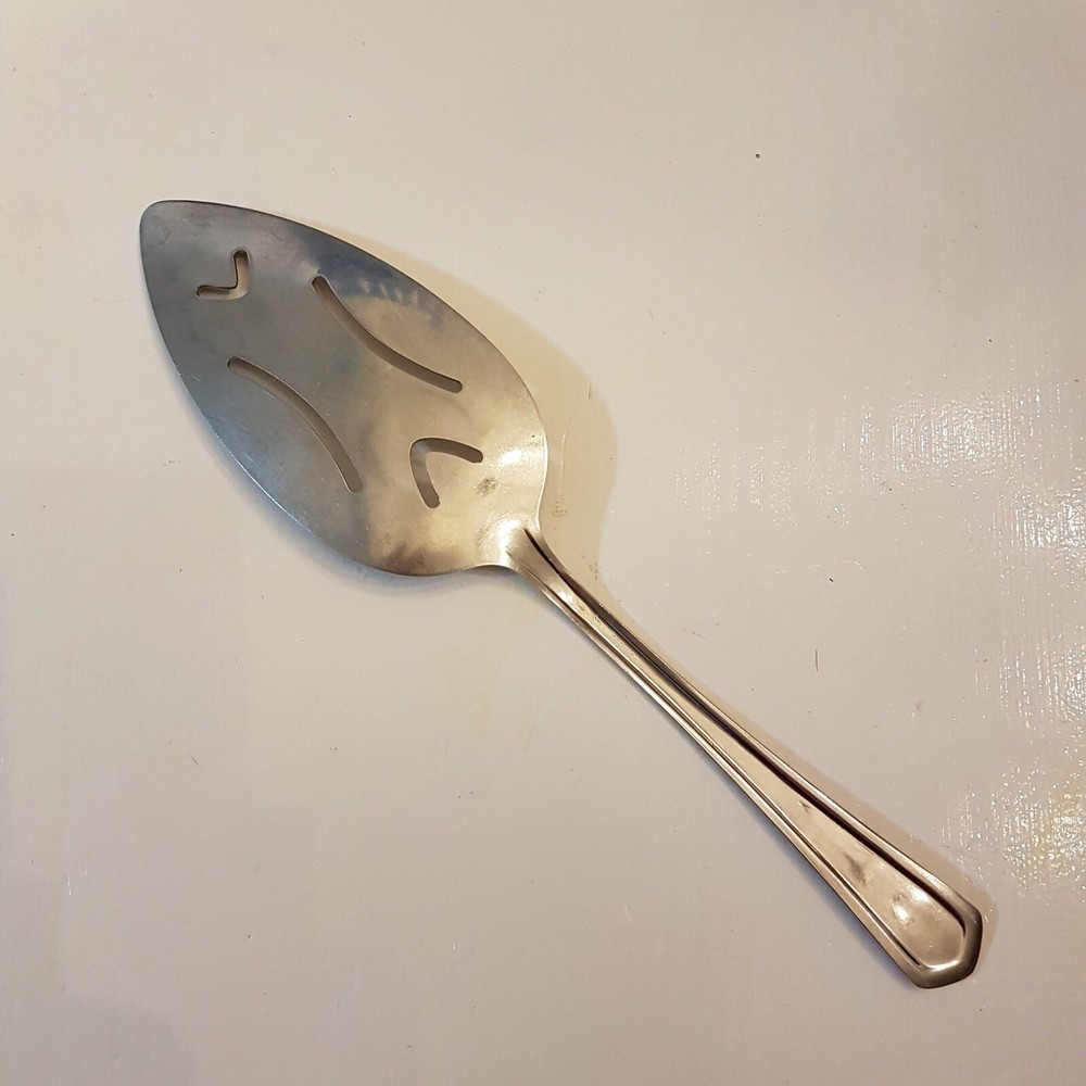 DS Stainless Pierced Pie Server Lily Flower Dots Pattern 10.5" Slotted Spatula