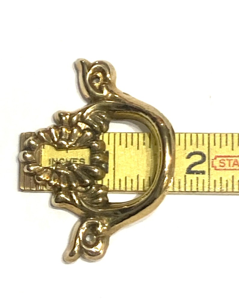Drawer Pull With Horizontal Keyhole Floral Cast Brass Handle Small