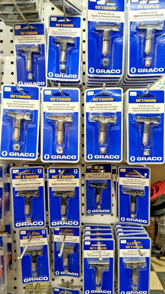 GRACO RAC V 5 SWITCH REVERSE PAINT REVERSIBLE SPRAY TIP USA MULTIPLE SIZES 286