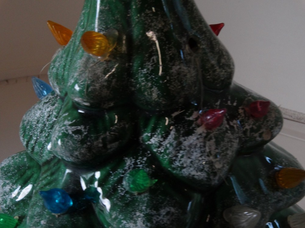 15" Green Ceramic Christmas Tree Tabletop Decor