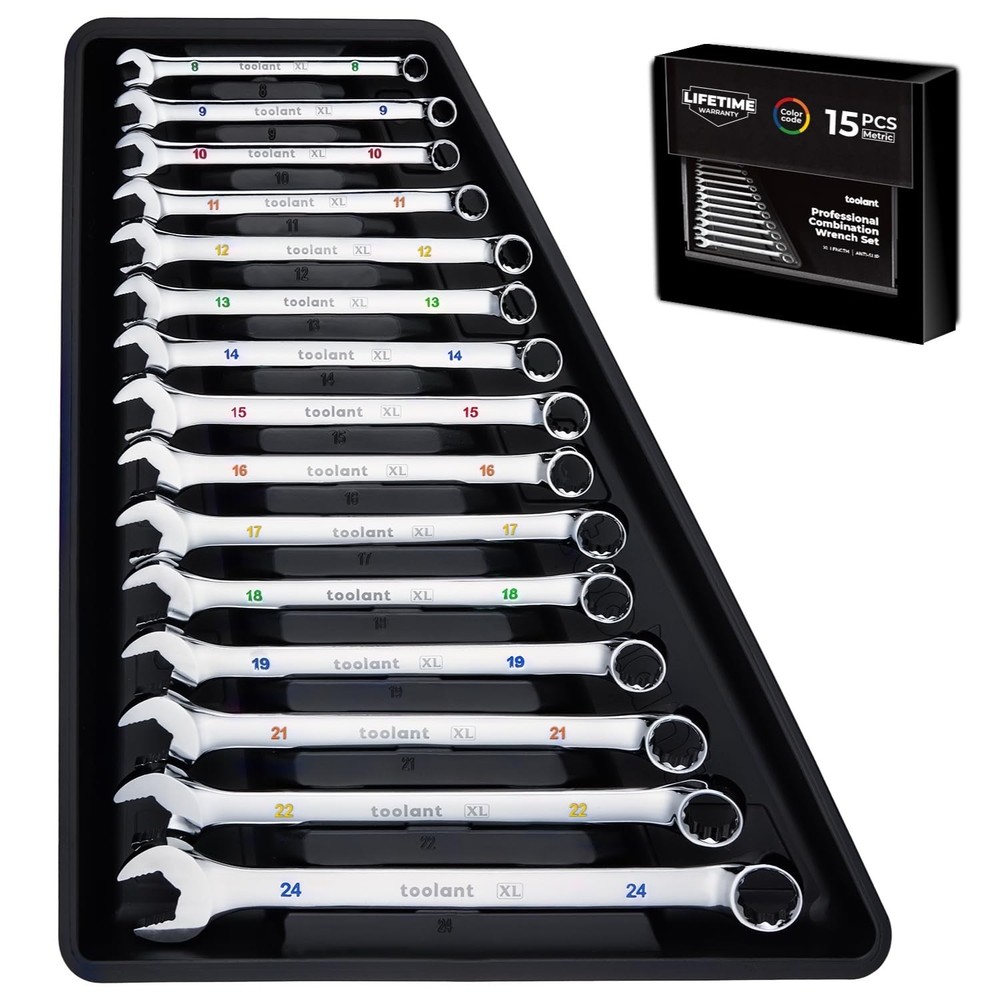 Max Grip 15pcs Professional Metric Combination Wrench Set Long Pattern Offset