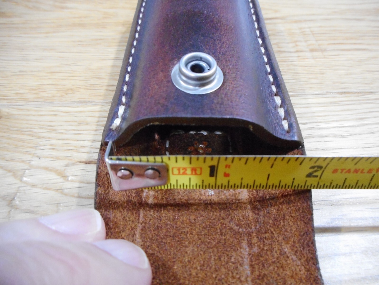 Buck 110 custom leather knife sheath. Brown. Tooled flap. Sheath only