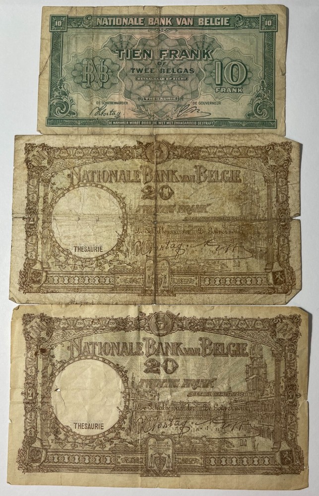 Belgium 12 mixed older notes (#428) mixed grades.