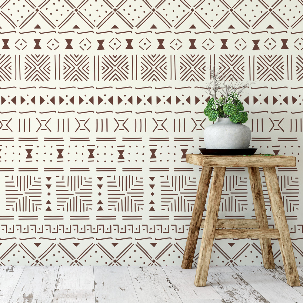 Mud Cloth Pattern Wall Stencil - Durable & Reusable Mylar Stencils