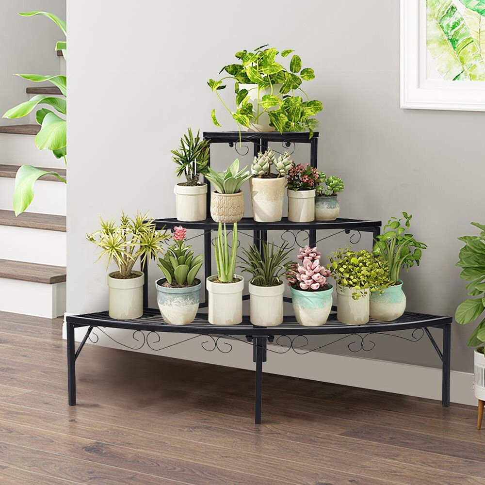 3 Tier Plant Stand Flower Pot Rack Stair-Step Plant Corner Shelf Display Holder