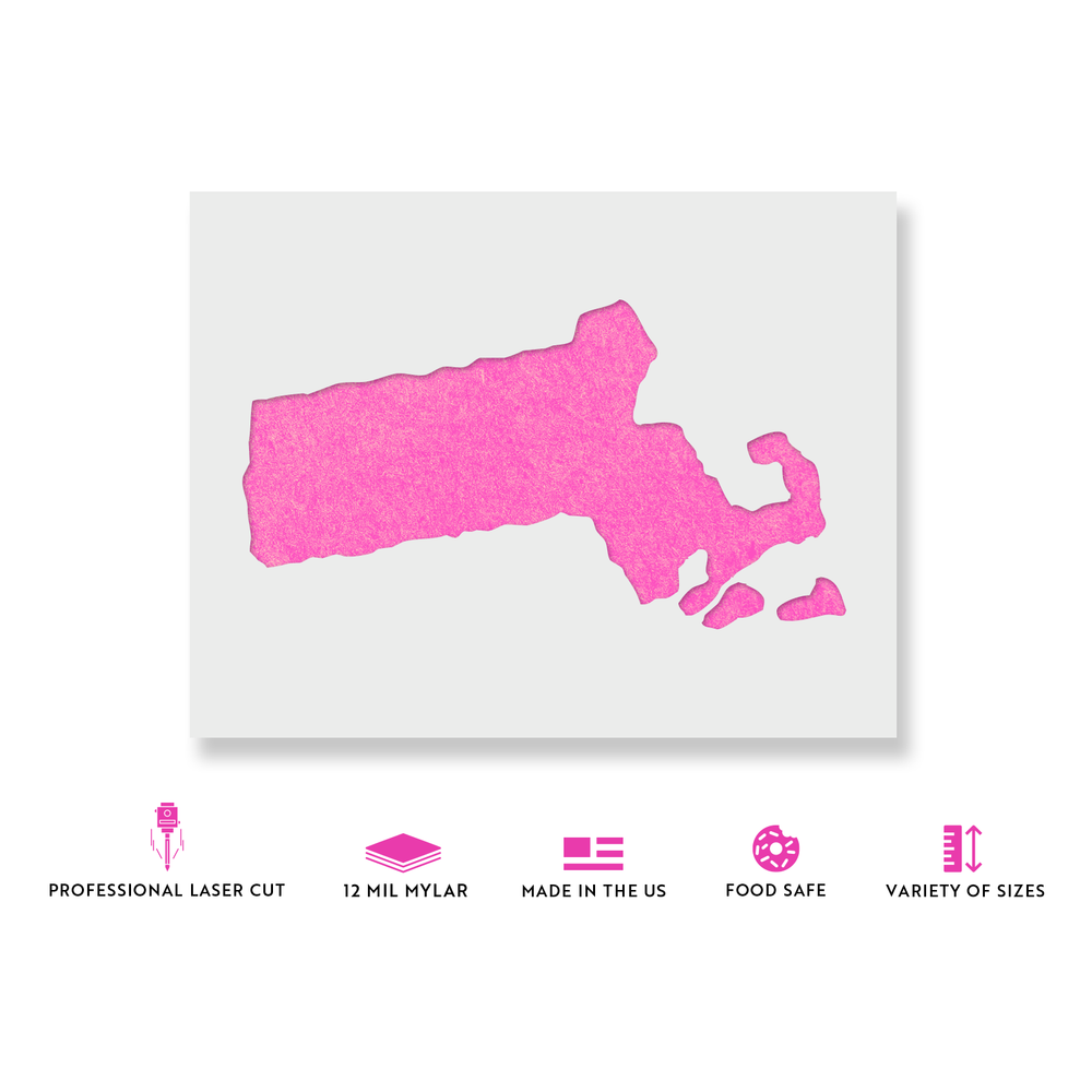 Massachusetts State Stencil - Durable & Reusable Mylar Stencils