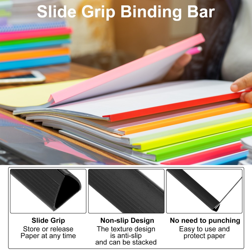 30Pcs 13x15mm Binding Bars, 120 Sheets Capacity, Black