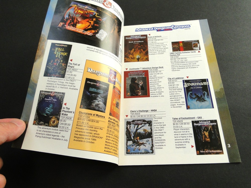 Vintage Summer/Fall 1993 TSR Catalog