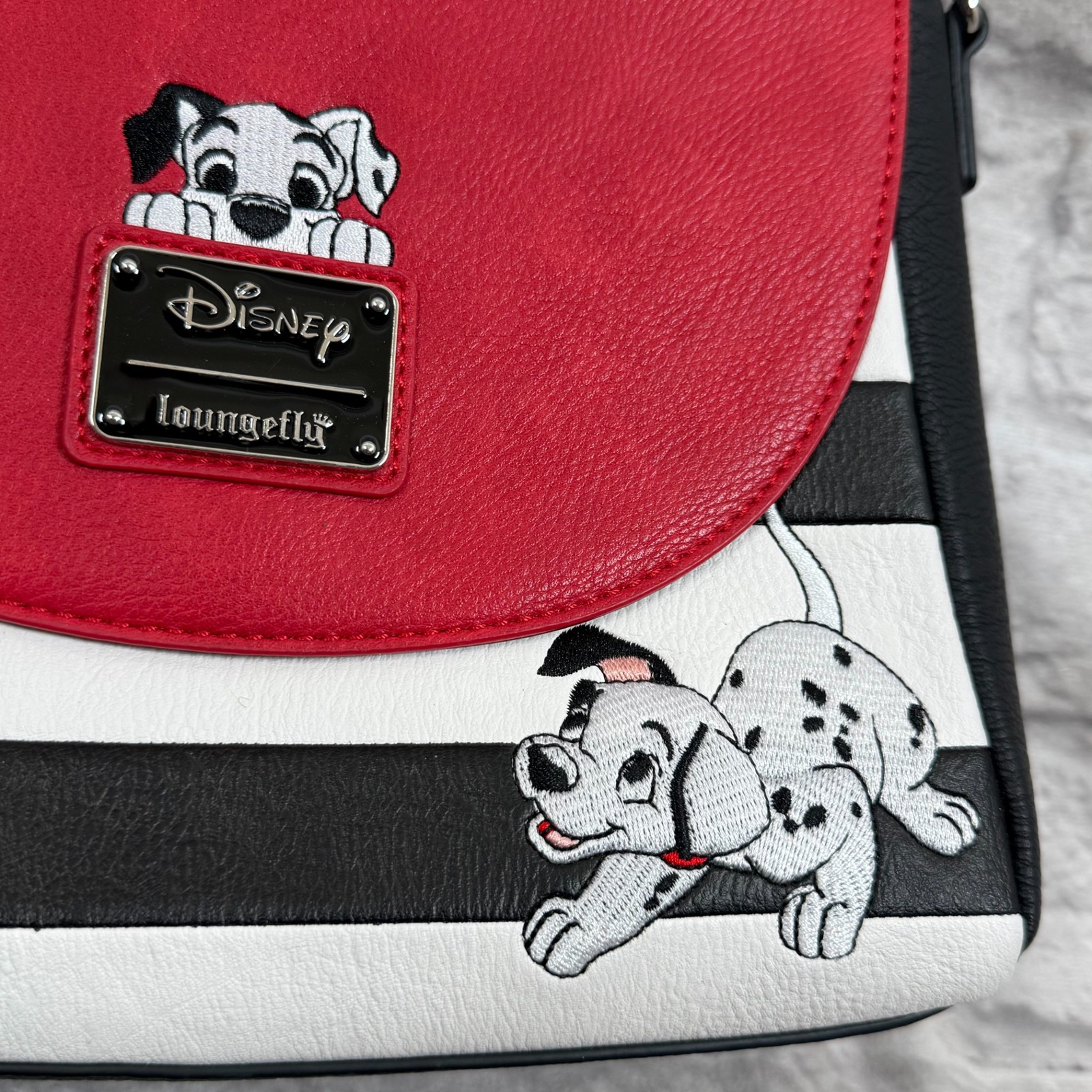 Disney Loungefly 101 Dalmatians Purse Embroidered Saddle Bag Striped Satchel NWT