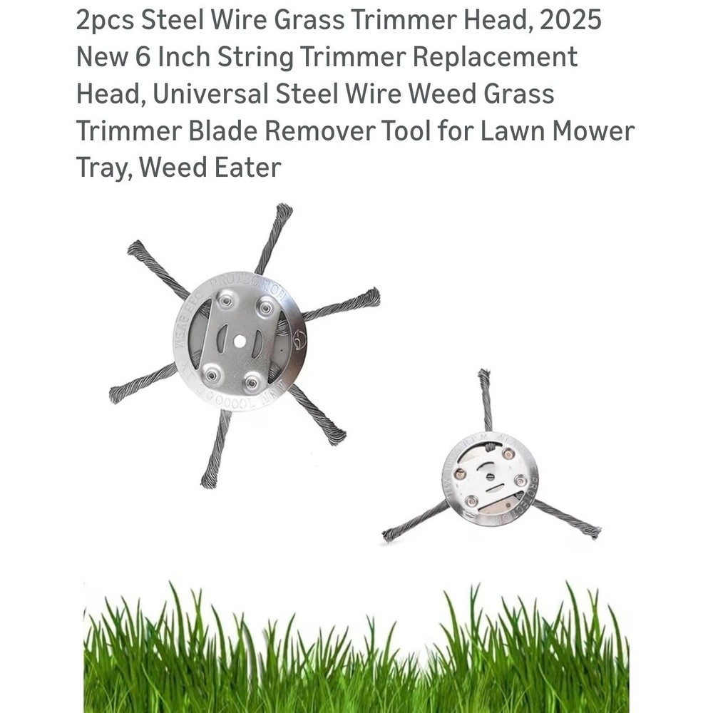 2pc Steel Wire Grass Trimmer Head 6 Inch String Trimmer Head Weed Eater Tool