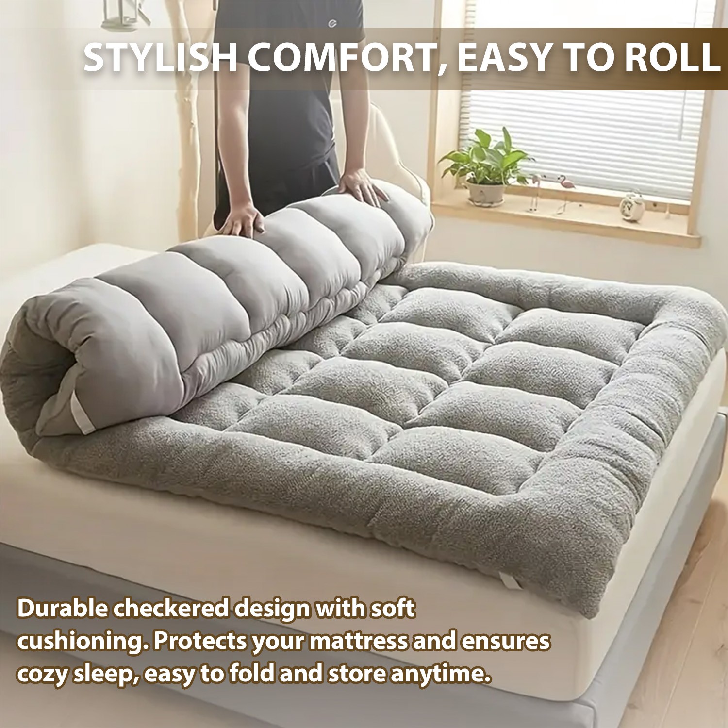 1000GSM Extra Thick Luxury Mattress Topper Quilted Fannel Pillow Top Pad Cover