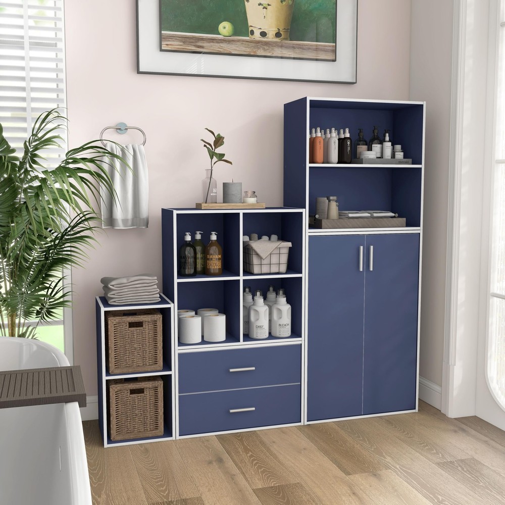 Homes: Inside + Out Apexa 2-Tier Cube Storage Organizer Shelves, Stackable Wood