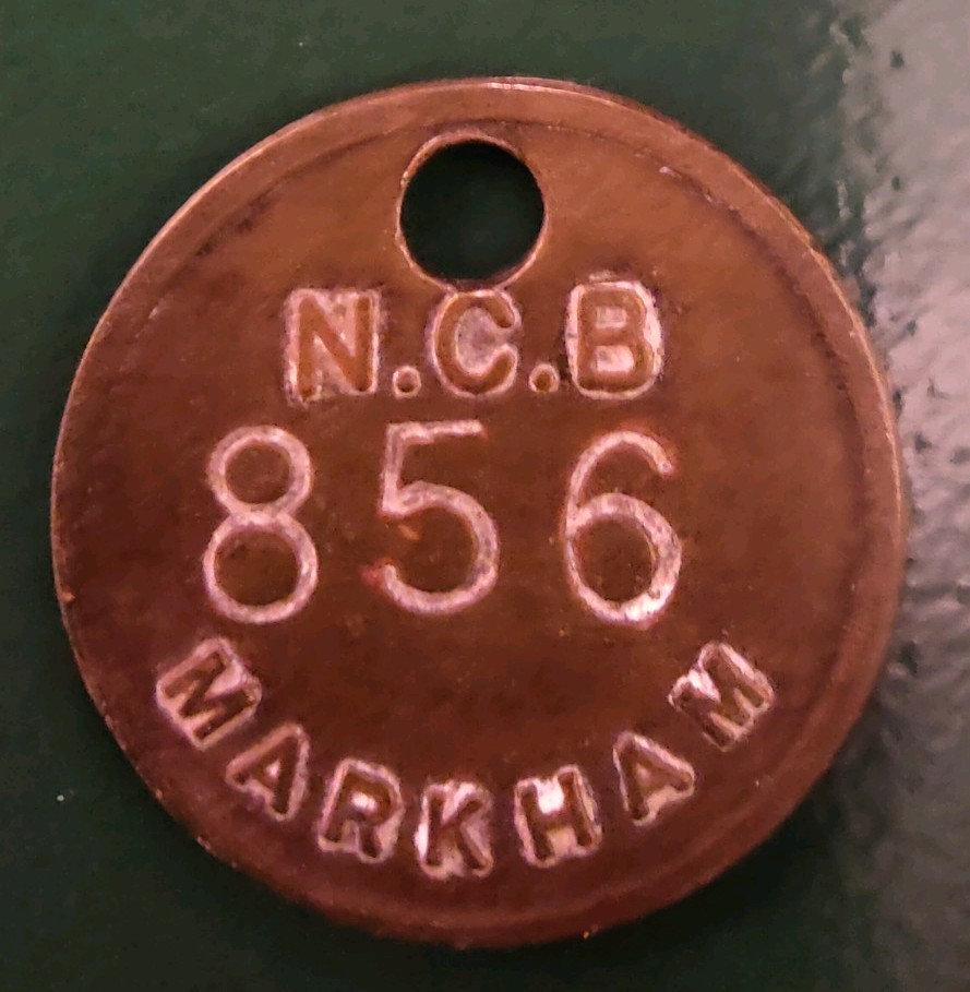 Markham Colliery Pit Check Tally marked NCB Markham 856