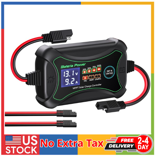 10A MPPT Solar Charge Controller, Solar Intelligent 10 Amp 12 Volt Solar Regula
