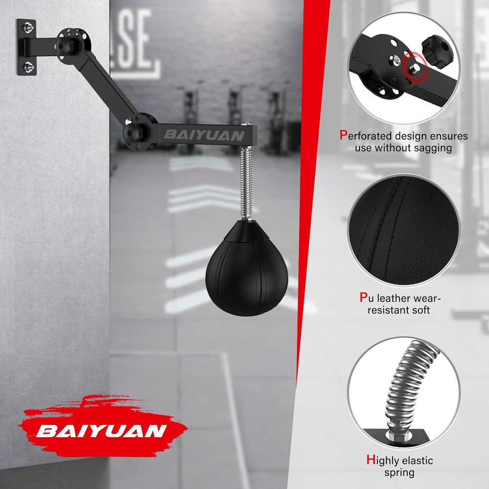 Wall Mount Speed Bag Boxing Punching Bag Height Adjustable Reflex Ball