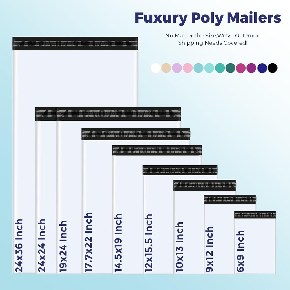 Durable Self-Sealing White Poly Mailers 12x15.5" - 100 Pcs for E-commerce